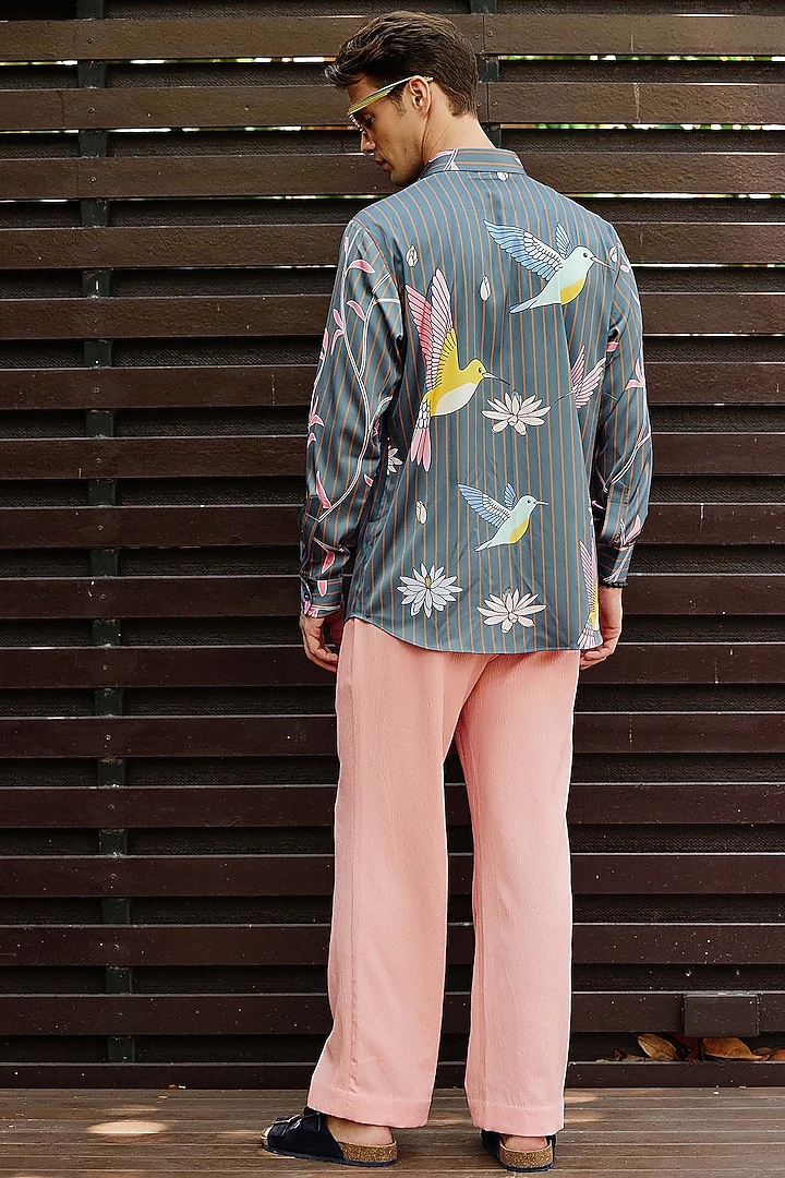 Peach Fluid Cotton Pant Set by Nautanky By Nilesh Parashar Men at Pernia's Pop Up Shop