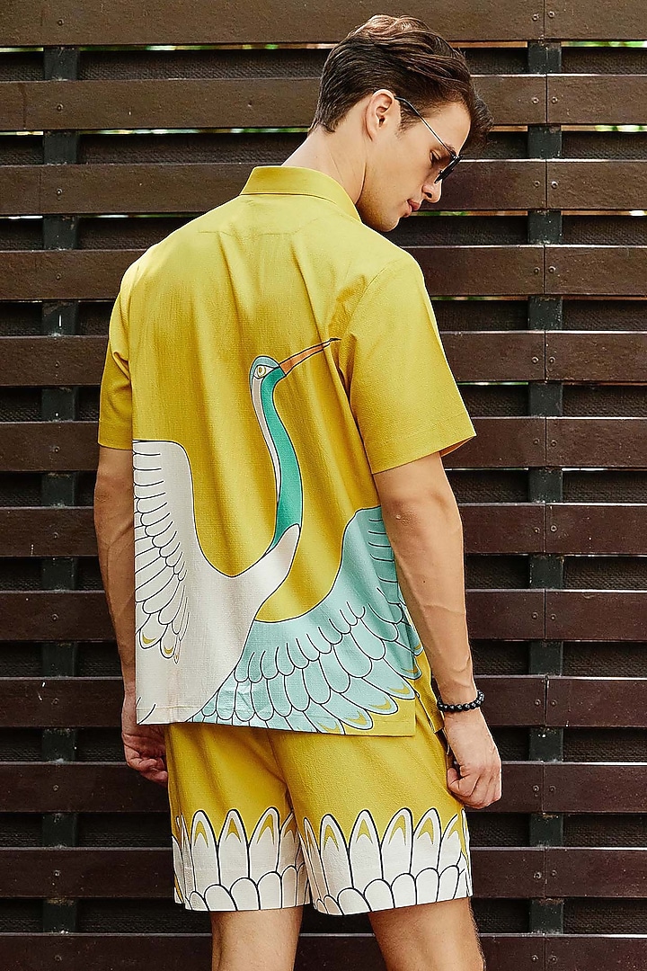 Yellow Polyester Printed Co-Ord Set by Nautanky By Nilesh Parashar Men at Pernia's Pop Up Shop