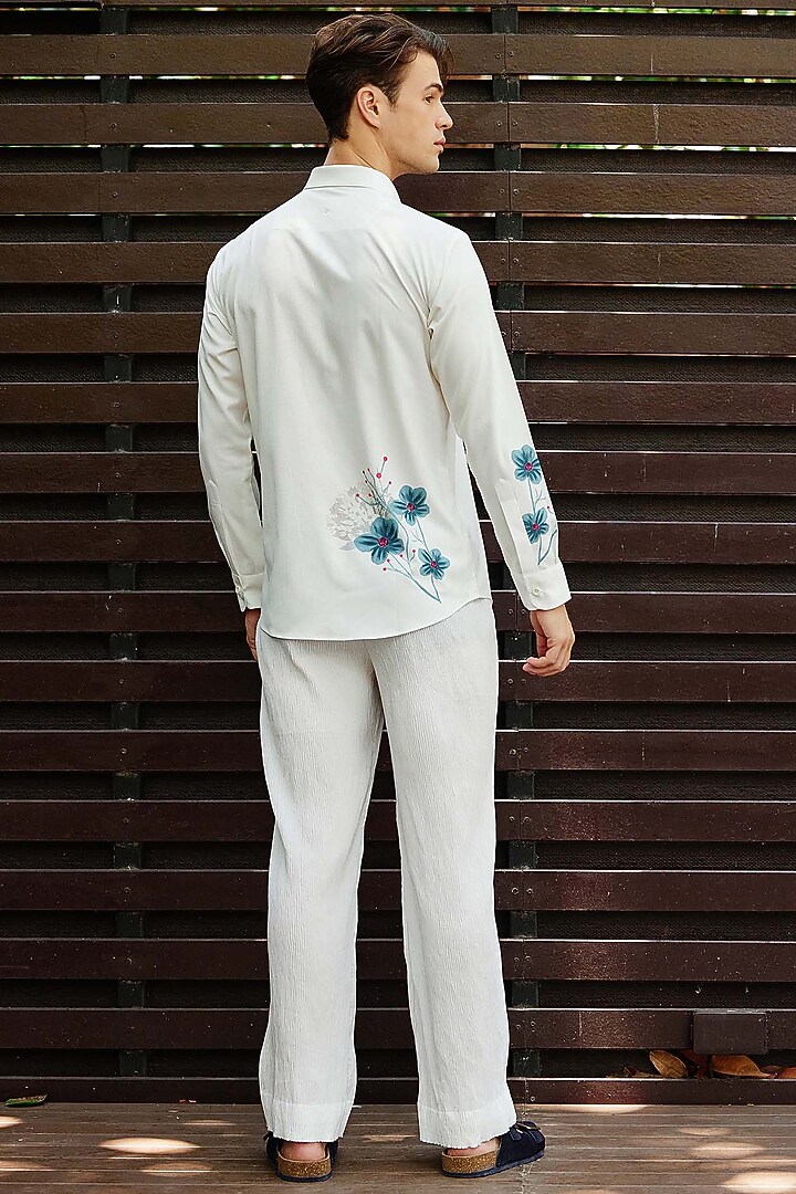 White Polyester Hand Embroidered Jacket Set by Nautanky By Nilesh Parashar Men at Pernia's Pop Up Shop