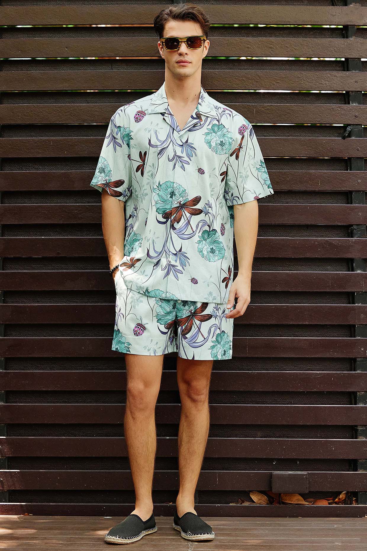 Mint Green & Multi-Colored Fluid Cotton Printed Co-Ord Set by Nautanky By Nilesh Parashar Men