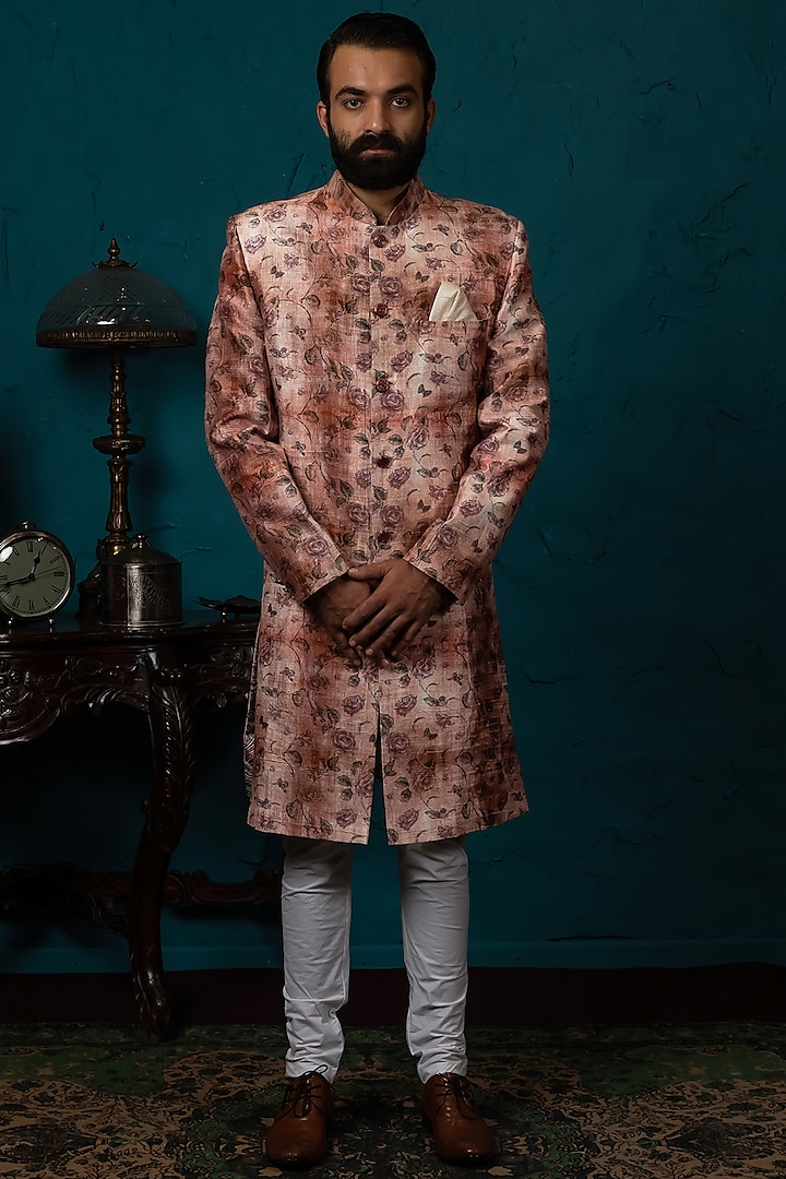 Blush Pink Printed Kurta Set by Nautanky By Nilesh Parashar Men at Pernia's Pop Up Shop