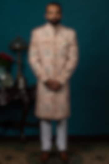Beige Printed Kurta Set by Nautanky By Nilesh Parashar Men at Pernia's Pop Up Shop