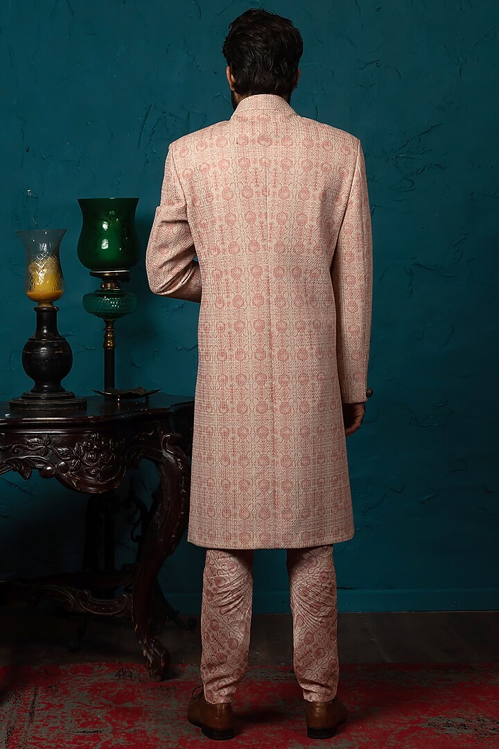 Blush Pink Kurta Set With Print by Nautanky By Nilesh Parashar Men at Pernia's Pop Up Shop