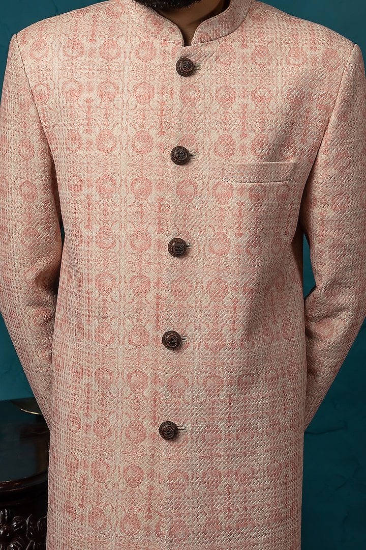 Blush Pink Kurta Set With Print by Nautanky By Nilesh Parashar Men at Pernia's Pop Up Shop