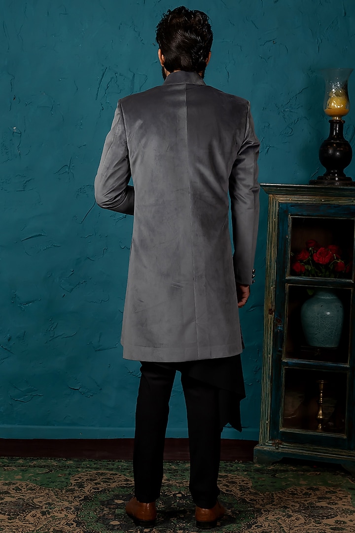 Grey & Black Jacket Set by Nautanky By Nilesh Parashar Men at Pernia's Pop Up Shop