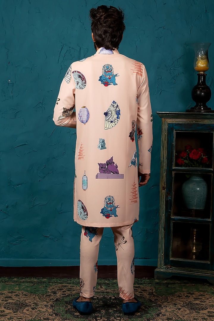 Blush Pink Silk Kurta Set by Nautanky By Nilesh Parashar Men at Pernia's Pop Up Shop