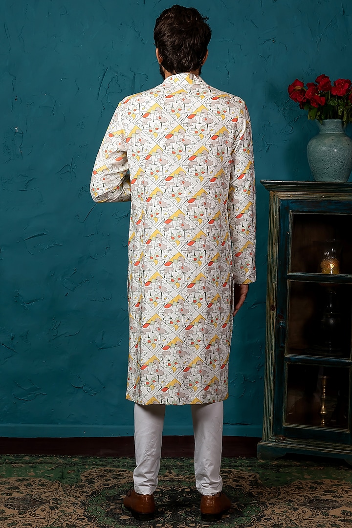 Beige Cotton Silk Kurta Set by Nautanky By Nilesh Parashar Men at Pernia's Pop Up Shop