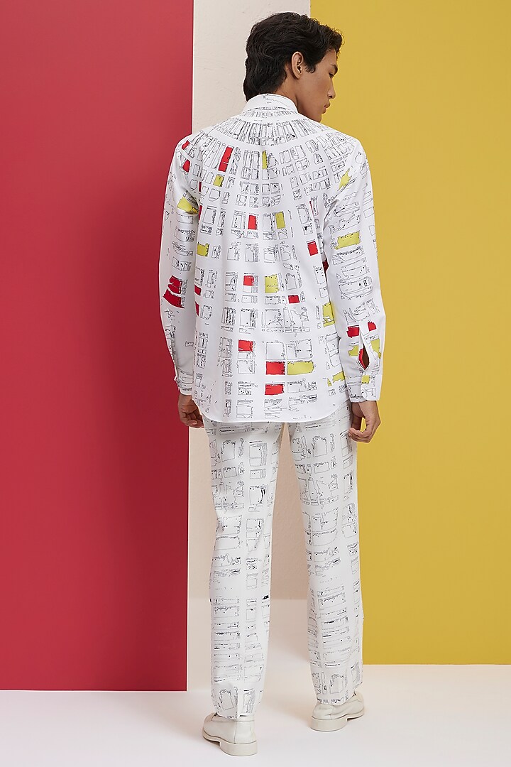 White Textured Polyester Party Wear Shirt by Nautanky By Nilesh Parashar Men at Pernia's Pop Up Shop