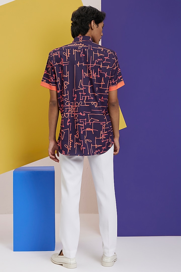 Midnight Blue Textured Polyester Party Wear Shirt by Nautanky By Nilesh Parashar Men at Pernia's Pop Up Shop