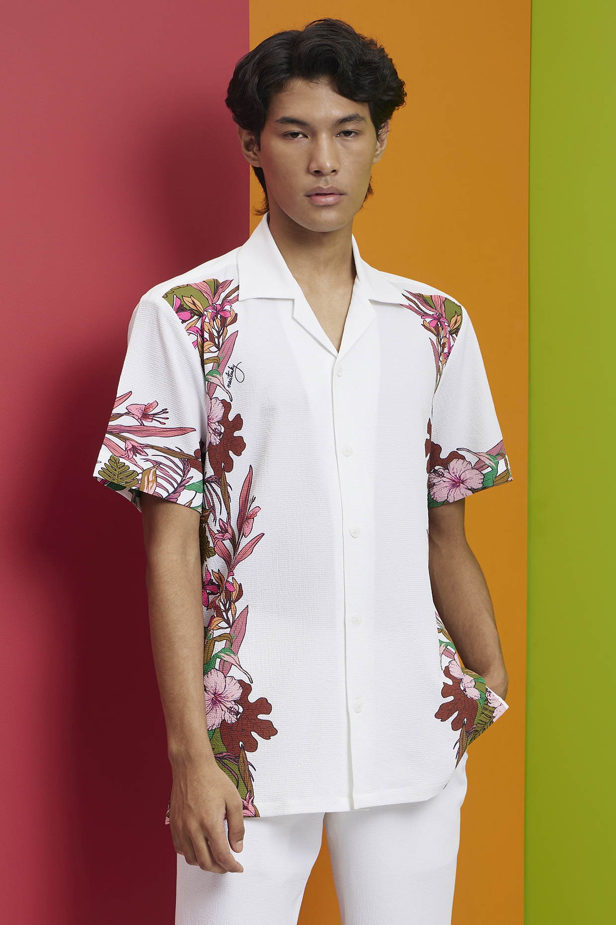 White Textured Polyester Shirt by Nautanky By Nilesh Parashar Men
