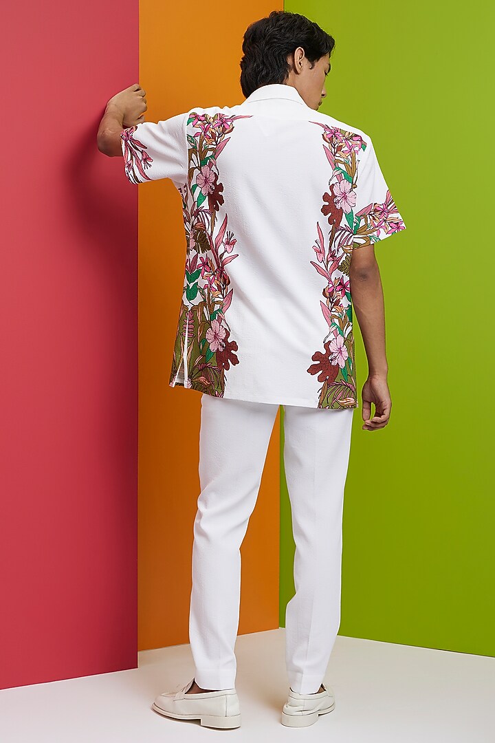 White Textured Polyester Party Wear Shirt by Nautanky By Nilesh Parashar Men at Pernia's Pop Up Shop