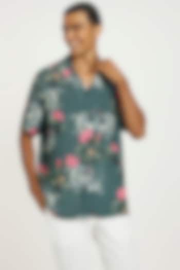 Grey Fluid Cotton Printed Party Wear Shirt by Nautanky By Nilesh Parashar Men at Pernia's Pop Up Shop