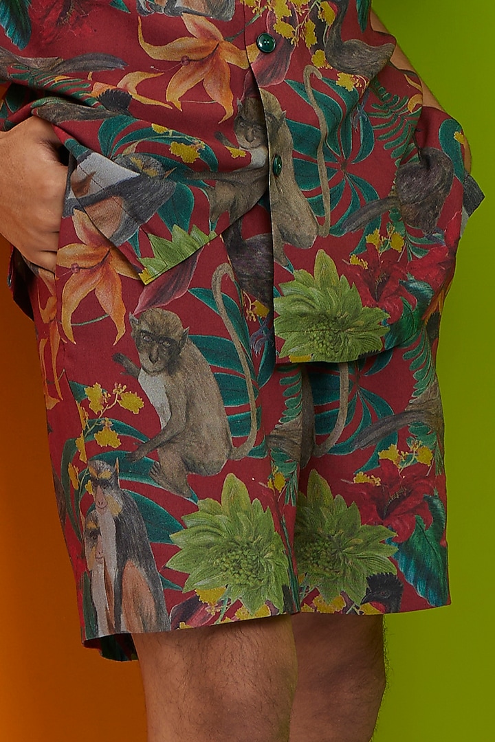 Red Fluid Cotton Printed Co-Ord Set by Nautanky By Nilesh Parashar Men at Pernia's Pop Up Shop