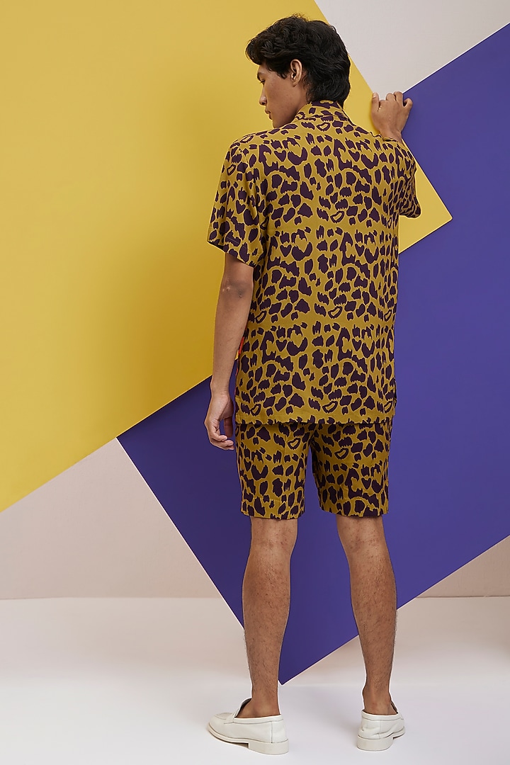 Mustard & Red Fluid Cotton Printed Co-Ord Set by Nautanky By Nilesh Parashar Men at Pernia's Pop Up Shop
