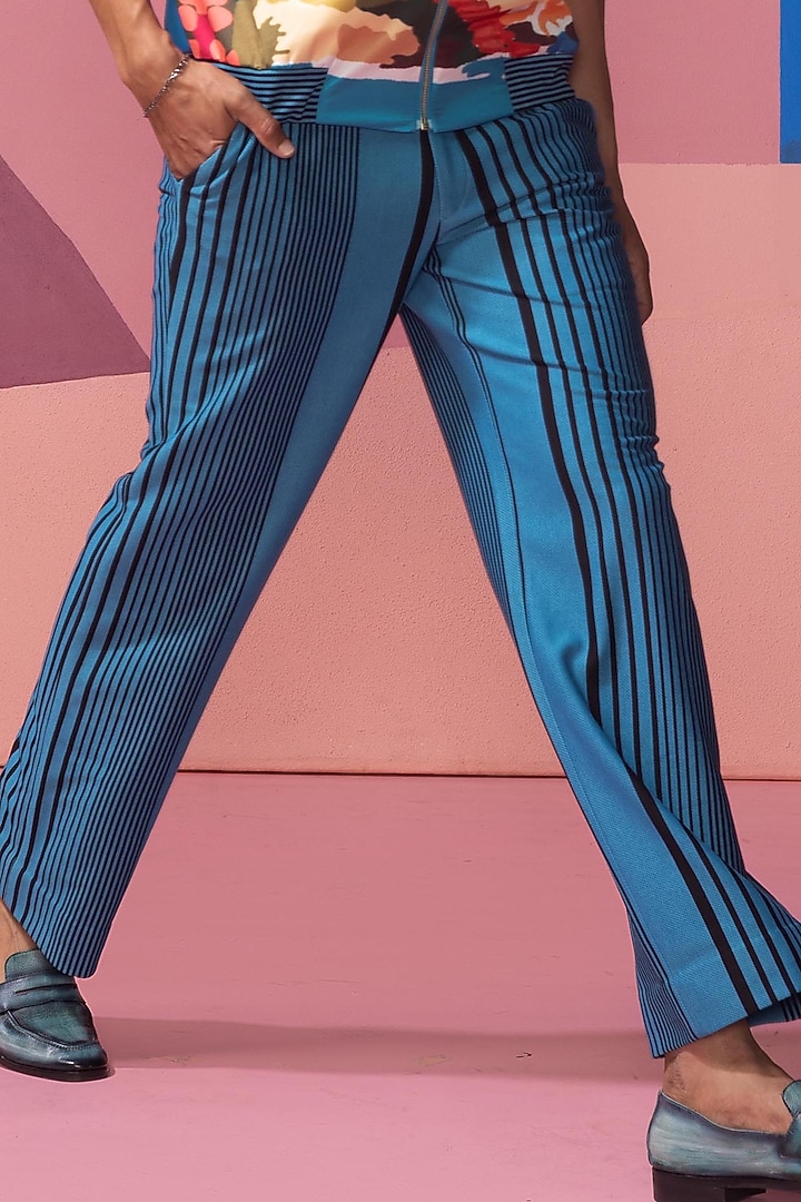 Ice Blue Satin Bomber Jacket Set by Nautanky By Nilesh Parashar Men at Pernia's Pop Up Shop