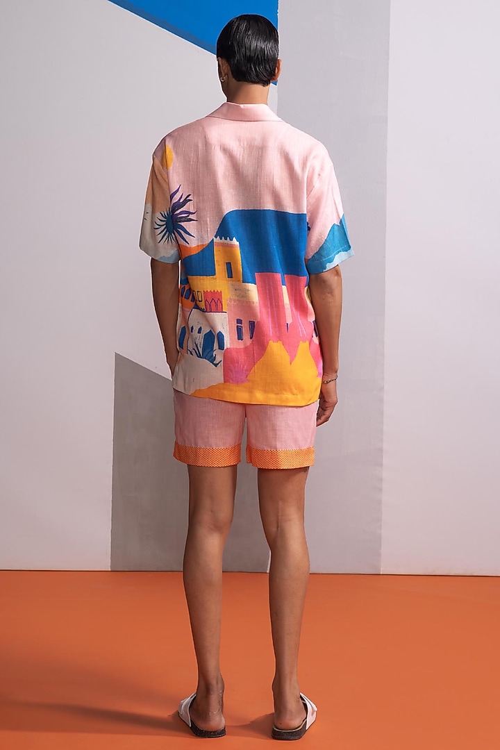 Baby Pink Cotton Linen Co-Ord Set by Nautanky By Nilesh Parashar Men at Pernia's Pop Up Shop