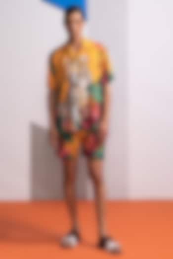 Mustard Cotton Linen Co-Ord Set by Nautanky By Nilesh Parashar Men