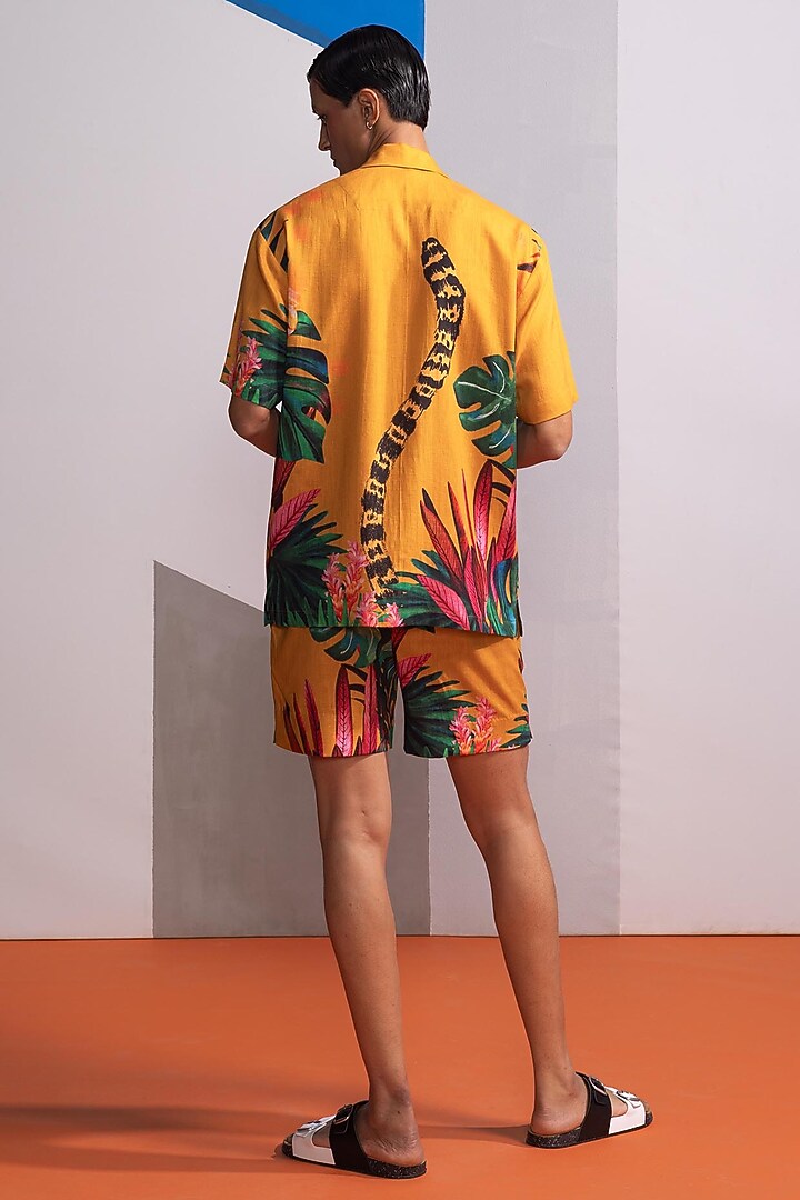 Mustard Cotton Linen Co-Ord Set by Nautanky By Nilesh Parashar Men at Pernia's Pop Up Shop