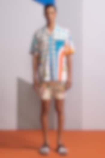 Beige Cotton Linen Co-Ord Set by Nautanky By Nilesh Parashar Men at Pernia's Pop Up Shop