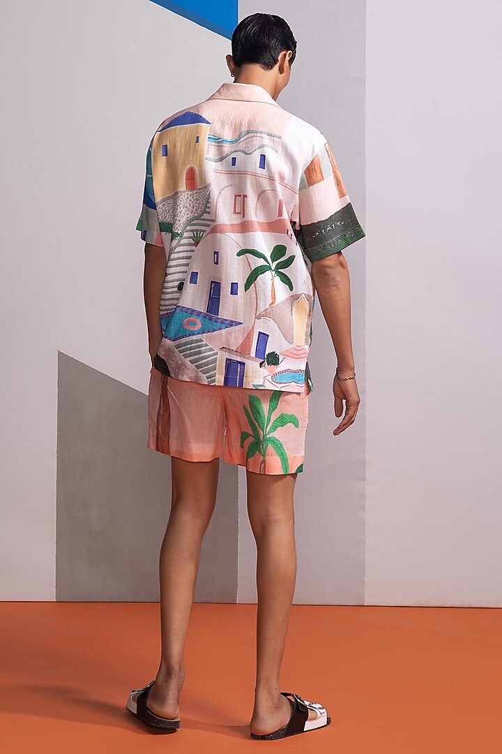 Peach Cotton Linen Co-Ord Set by Nautanky By Nilesh Parashar Men at Pernia's Pop Up Shop