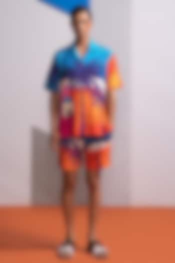 Blue Cotton Linen Co-Ord Set by Nautanky By Nilesh Parashar Men