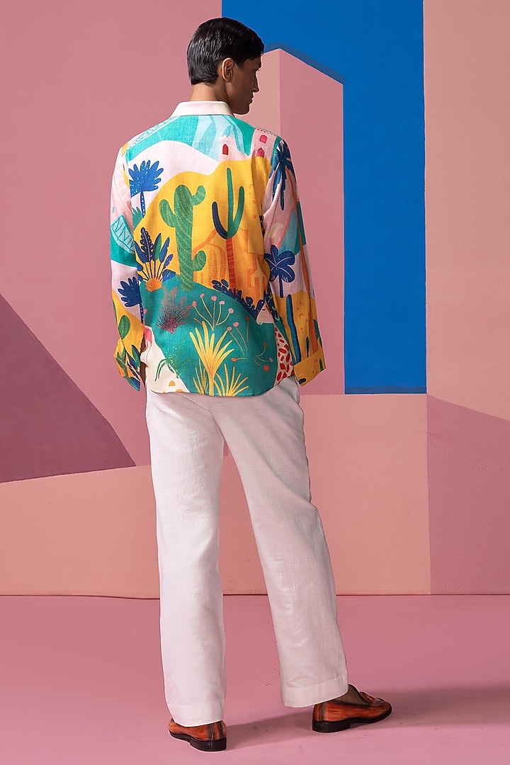 Pink Cotton Linen Party Wear Shirt by Nautanky By Nilesh Parashar Men at Pernia's Pop Up Shop