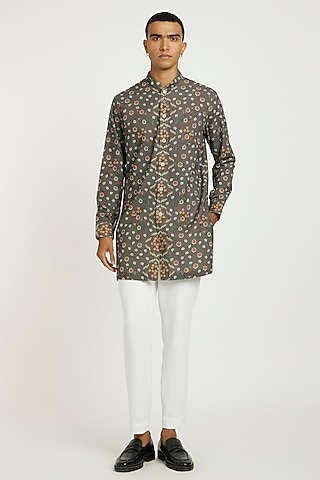 Grey Handwoven Cotton Kurta Set by Nautanky By Nilesh Parashar Men