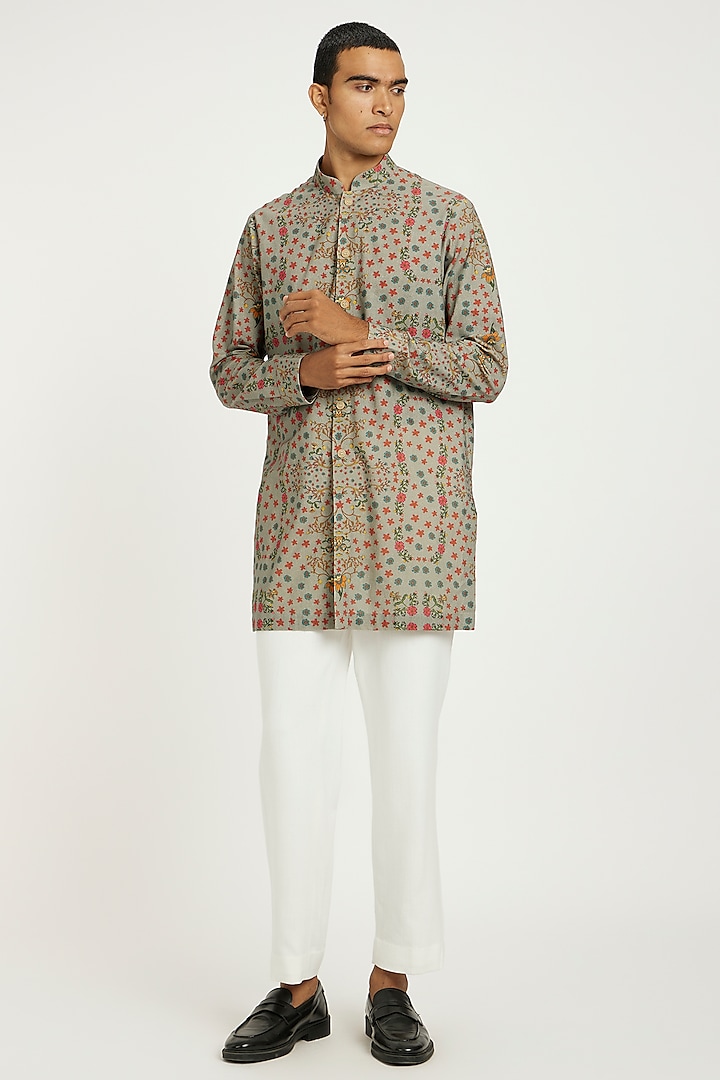 Grey Handwoven Cotton Kurta Set by Nautanky By Nilesh Parashar Men