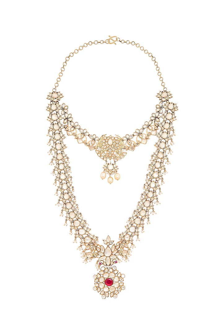 Gold Plated Lotus Tired Necklace Design by Anita Dongre Silver ...