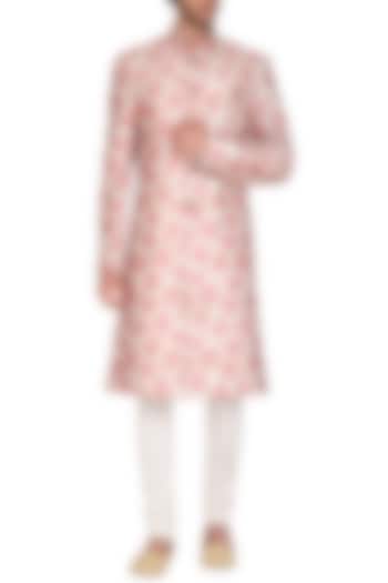 Blush Pink Printed Wedding Sherwani Set by Nautanky By Nilesh Parashar Men at Pernia's Pop Up Shop