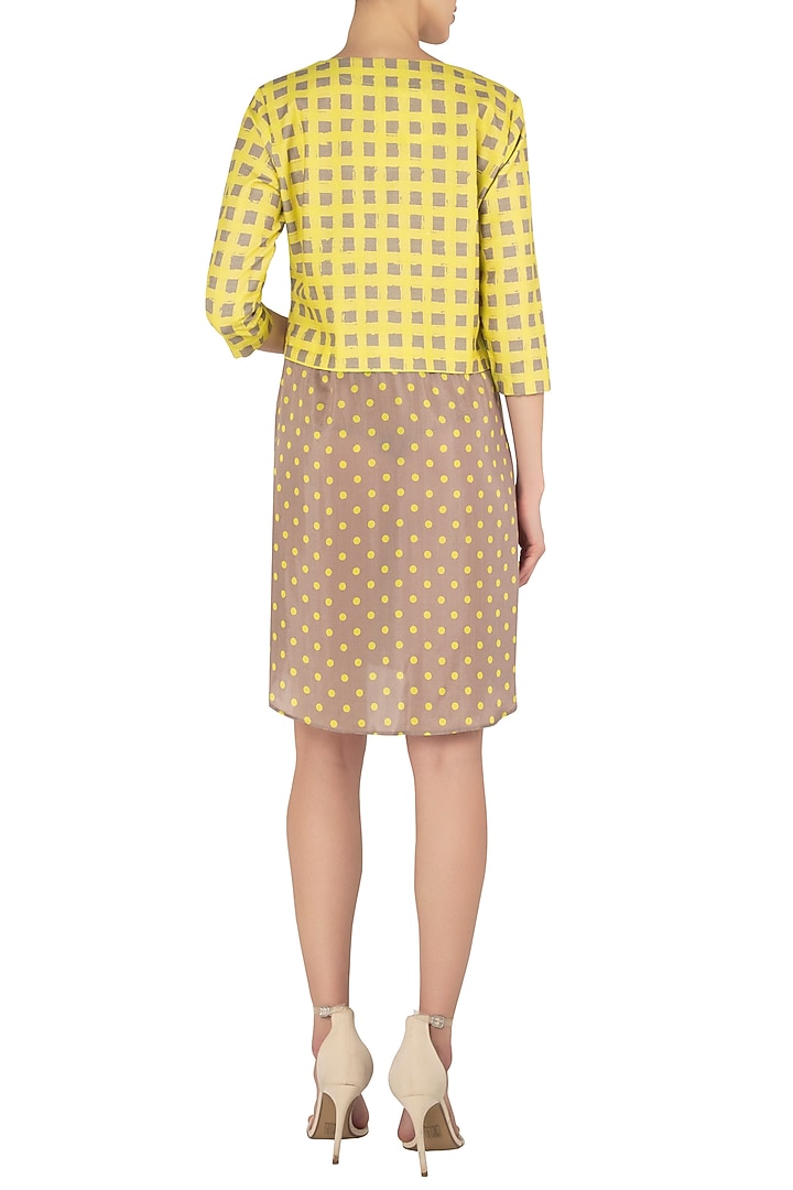 A polka and check cotton silk khadi shirt dress available only at Pernia's Pop Up Shop.