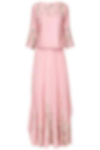 Blush pink floral embroidered top with panelled pants  available only at Pernia's Pop Up Shop.