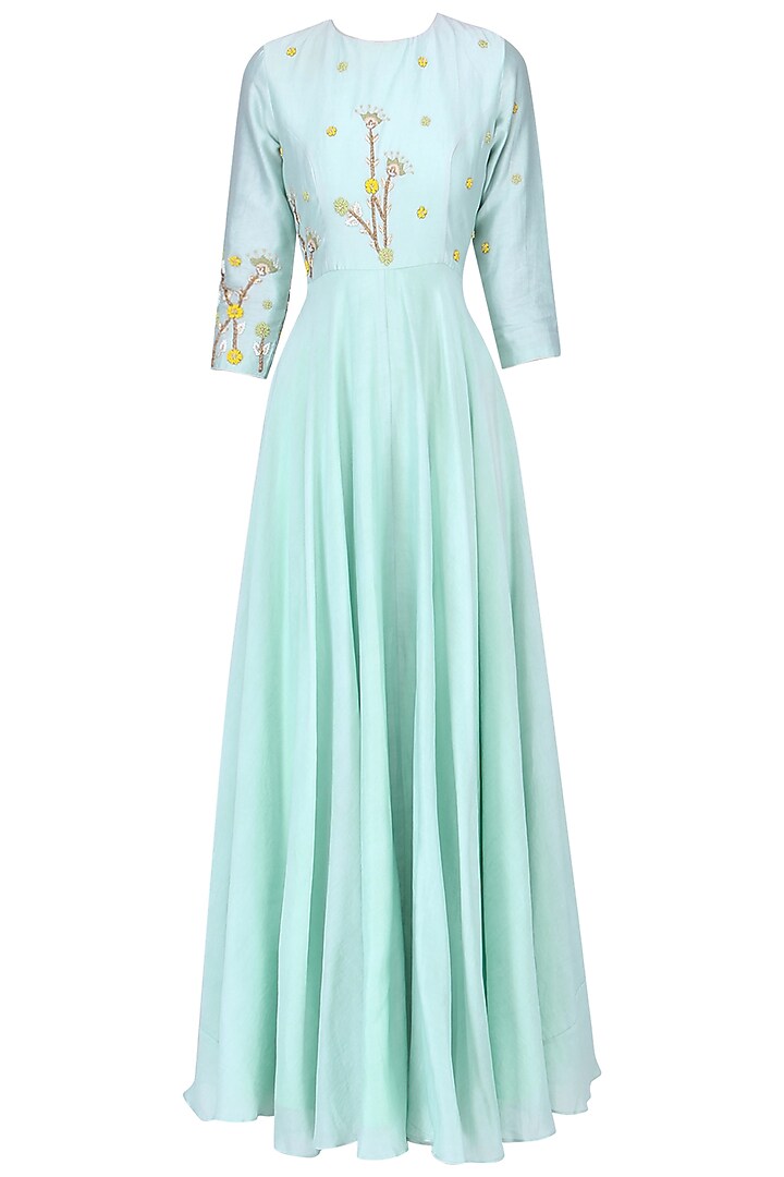 Powder blue embroidered gown available only at Pernia's Pop Up Shop. 2023