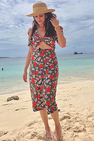 Multi-Coloured Cotton Skirt Set by Nautanky By Nilesh Parashar