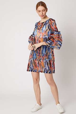 Cobalt Blue Hand Painted & Printed Dress by Nori