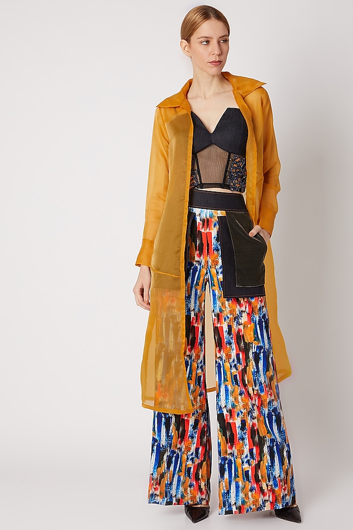 Mustard Trench Coat With Front Opening by Nori