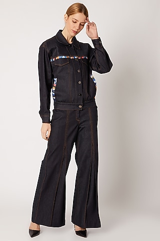 Cobalt Blue Oversized Embroidered Jacket by Nori