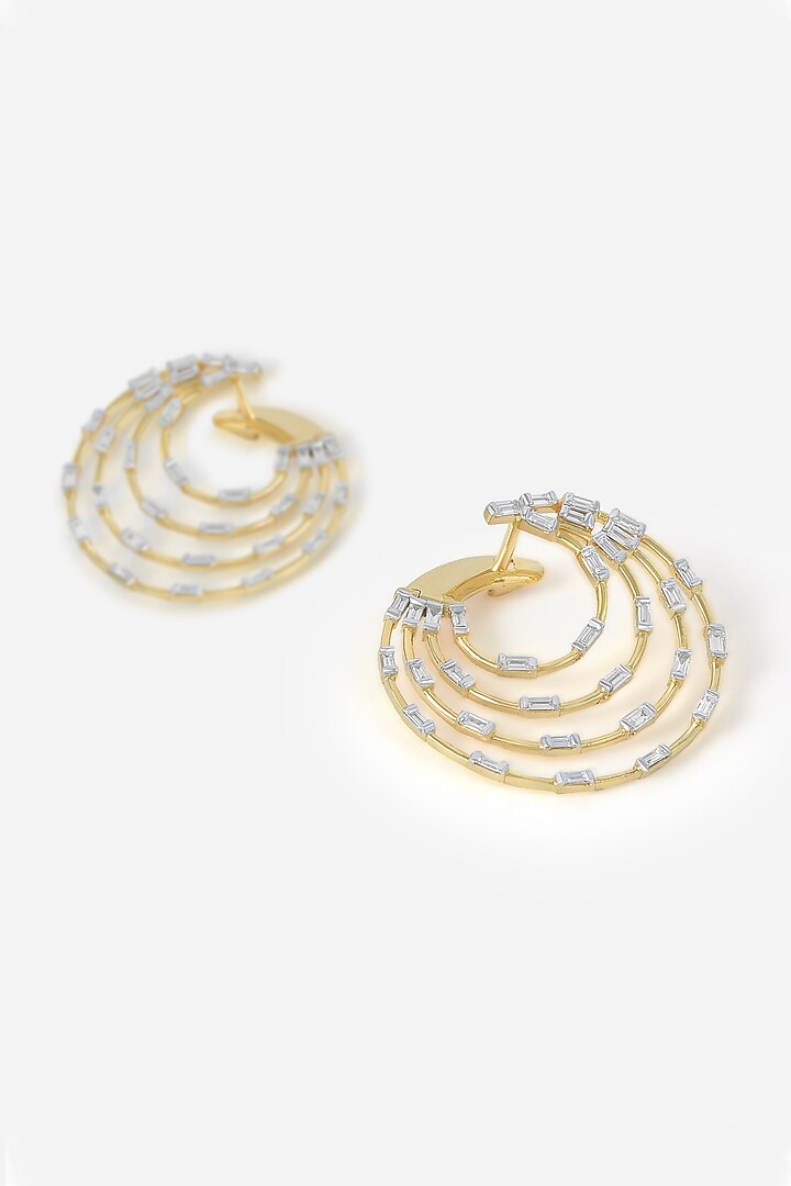 18kt Yellow Gold Finish Diamond Hoop Earrings by Nornament at Pernia's Pop Up Shop
