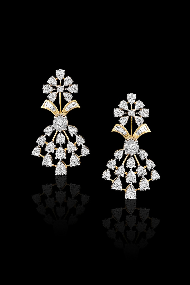 18kt Yellow Gold Finish Diamond Dangler Earrings by Nornament at Pernia's Pop Up Shop