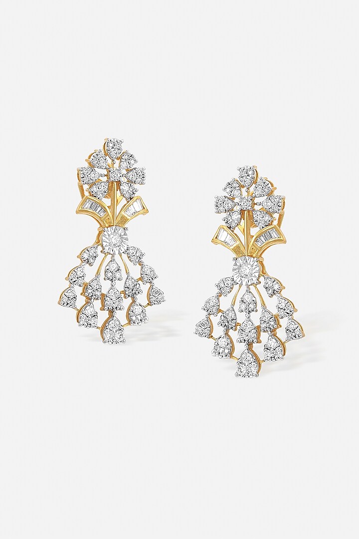 18kt Yellow Gold Finish Diamond Dangler Earrings by Nornament at Pernia's Pop Up Shop