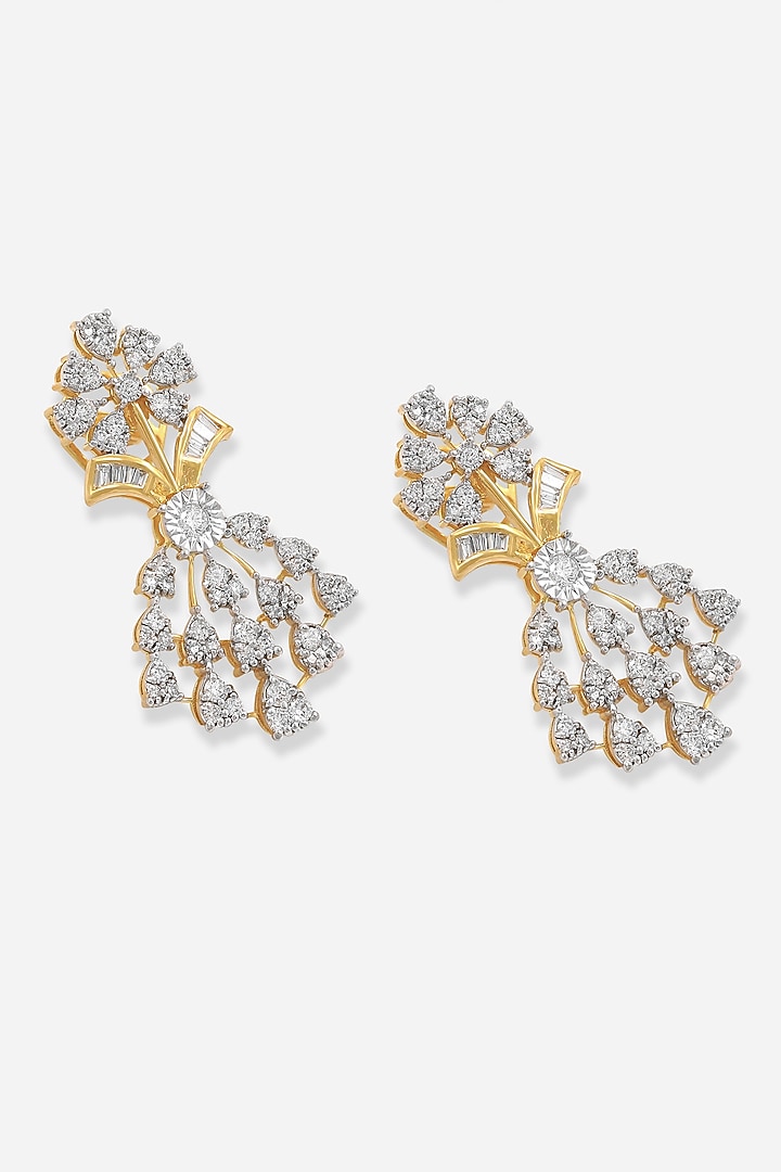18kt Yellow Gold Finish Diamond Dangler Earrings by Nornament at Pernia's Pop Up Shop