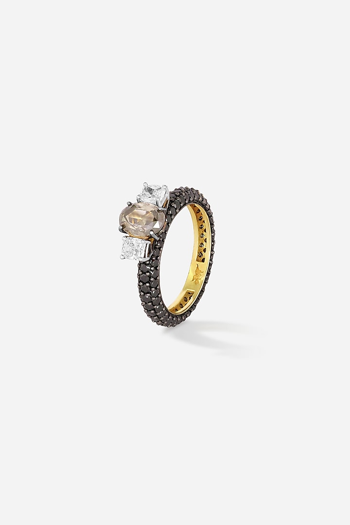 18kt Yellow Gold Finish Princess-Cut Diamond & Black Stone Ring by Nornament at Pernia's Pop Up Shop