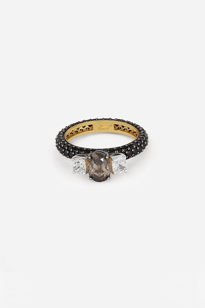 18kt Yellow Gold Finish Princess-Cut Diamond & Black Stone Ring by Nornament at Pernia's Pop Up Shop