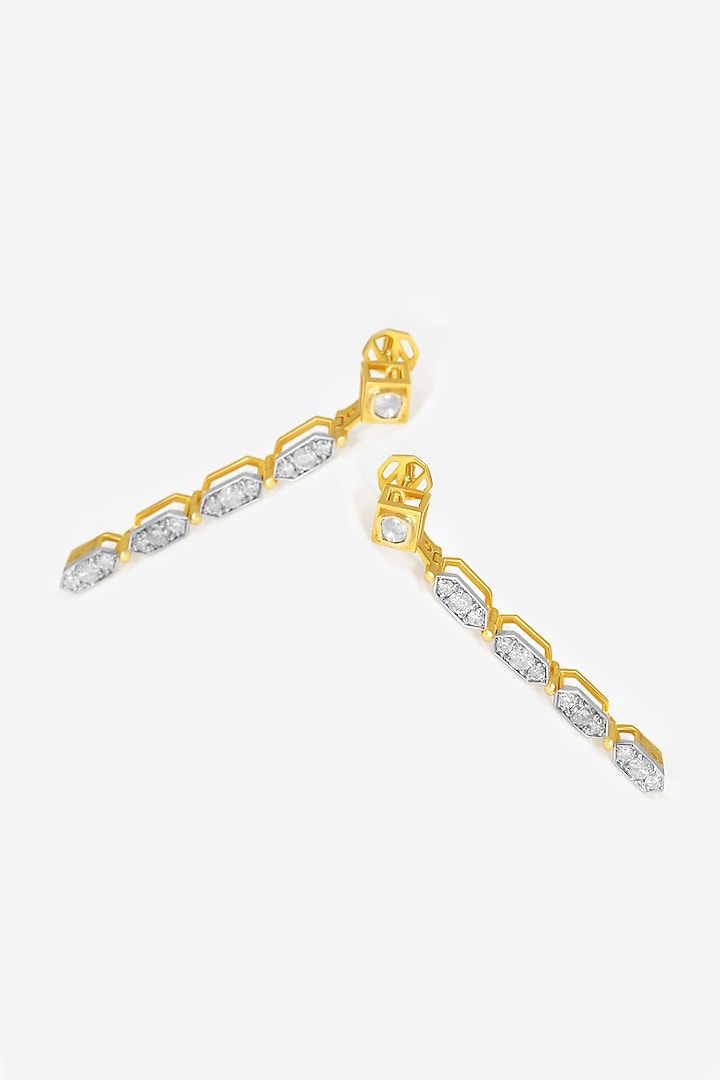 14kt Yellow Gold Finish Diamond & Kundan Polki Stud Earrings by Nornament at Pernia's Pop Up Shop
