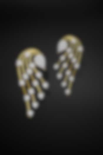 18kt Yellow Gold Finish Pear-Shaped Diamond Cluster Dangler Earrings by Nornament at Pernia's Pop Up Shop