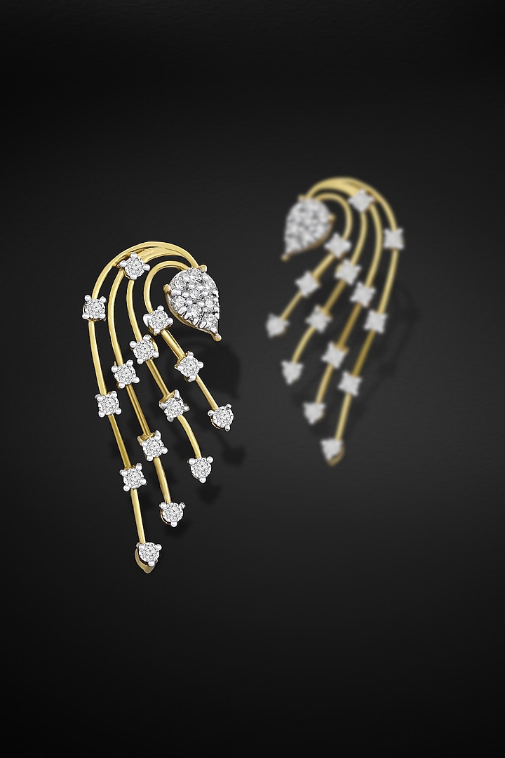 18kt Yellow Gold Finish Pear-Shaped Diamond Cluster Dangler Earrings by Nornament at Pernia's Pop Up Shop