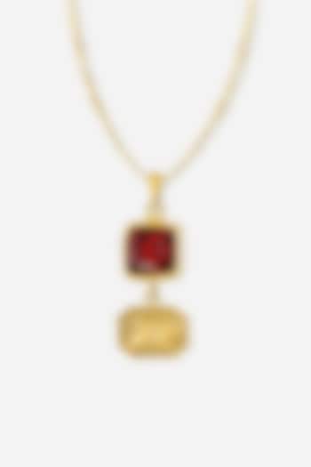 18kt Gold Finish Red Semi-Precious Stone Pendant Necklace by Nornament at Pernia's Pop Up Shop