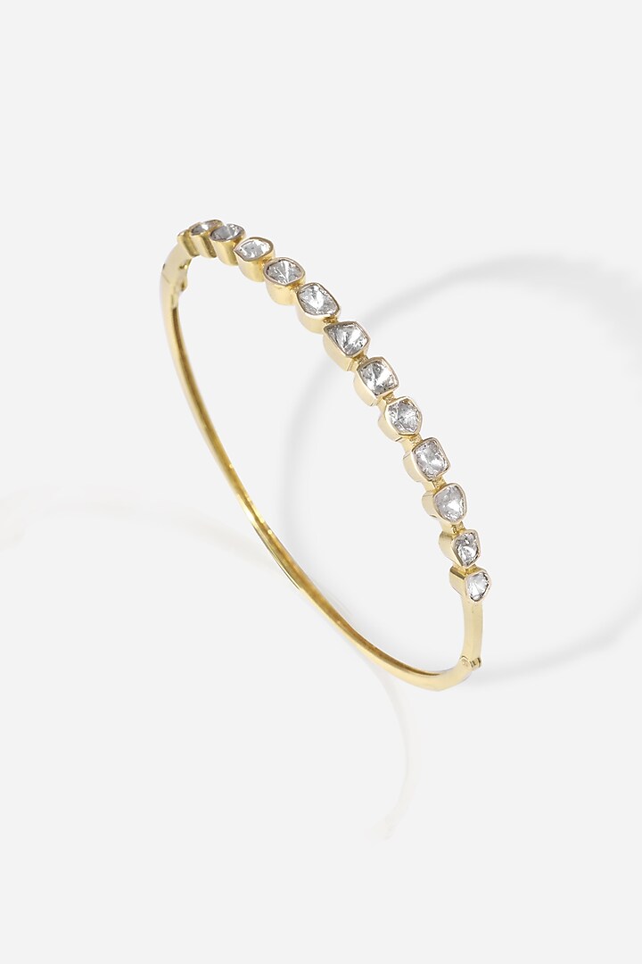 18kt Yellow Gold Finish Kundan Polki Openable Bracelet by Nornament at Pernia's Pop Up Shop