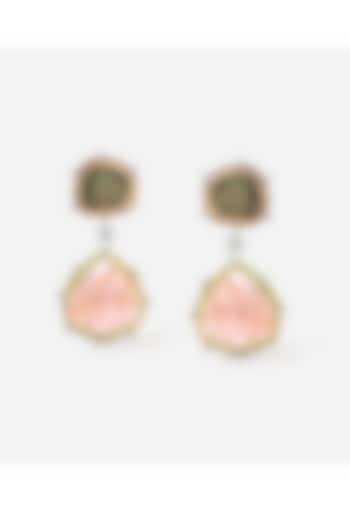 14kt Yellow Gold Finish Diamond & Tourmaline Stone Earrings by Nornament at Pernia's Pop Up Shop