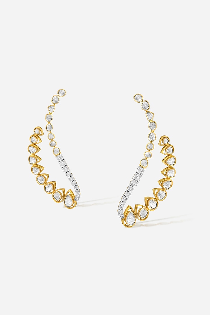 14kt Yellow Gold Finish Diamond & Kundan Polki Earrings by Nornament at Pernia's Pop Up Shop